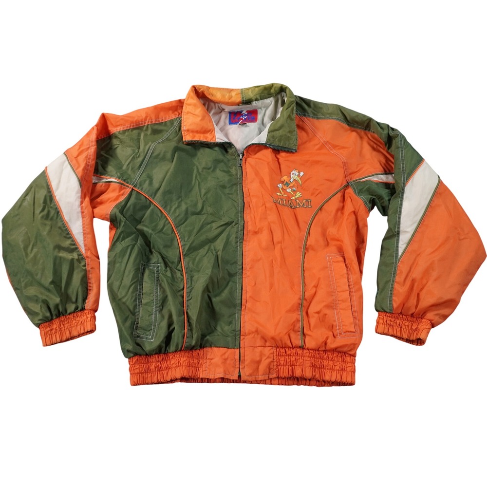 Vintage Pro Player Miami Hurricanes Jacket Mens Large Orange 90s Windbreaker